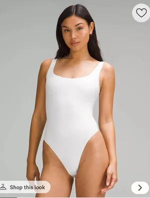 Lulu lemon Wundermost Ultra-Soft Nulu Square-Neck Sleeveless Bodysuit in bone worn once #bodysuit #lululemon thumbnail 1