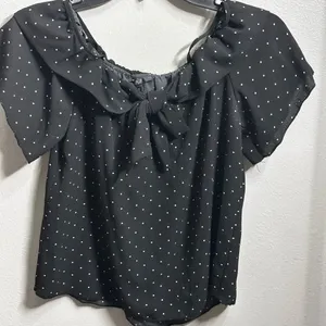 Papaya Women‎ Black Polka Dot Off Shoulder Blouse Size Small. thumbnail 2