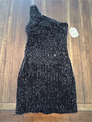 Altar’d State Black Sequin One Shoulder Cocktail Dress Size Small NWT thumbnail 2