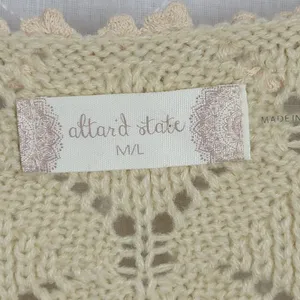 Altar'd State Womens Cardigan Size M/L Cream Lace Heart Wooden Buttons V Neck thumbnail 4