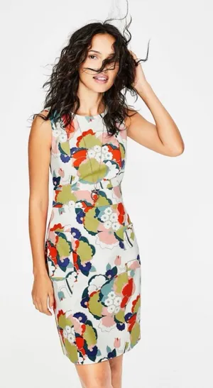 Boden• NWT•Mod Retro Print Sheath Dress• Sz 8 thumbnail 1