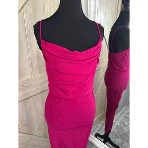 Fuschia Pink Asymmetrical Bodycon dress - Large thumbnail 2