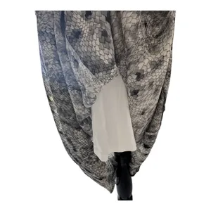 She + Sky Women Size-L Gray White Maxi Dress Snake V Neck‎ Summer thumbnail 10