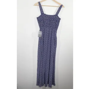 West Kei Navy Blue Dot Print Square Neck Maxi Dress‎ Women's Size Medium M NWT thumbnail 2
