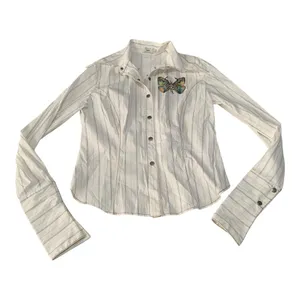 Jessie USA size large Striped Shirt with Butterfly Detail 90s y2k whimsigoth rod thumbnail 2