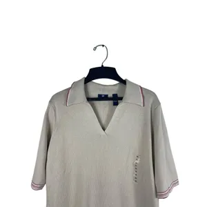 Vintage 2001 GAP Polo Tennis Knit Sweater XL Beige Short Sleeve Preppy Y2K NWT thumbnail 3