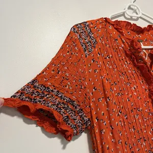 Free People‎ Rare Feeling Maxi Dress in Orange Pop Combo Size Small thumbnail 9