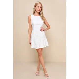 Lulus Exquisite Moments White Floral Jacquard Sleeveless Mini Dress Small NWT thumbnail 2