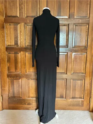 Spanx SKIMS NWT Soft Lounge Turtleneck Maxi Dress Onyx Black Size Large L Rib Bodycon thumbnail 3