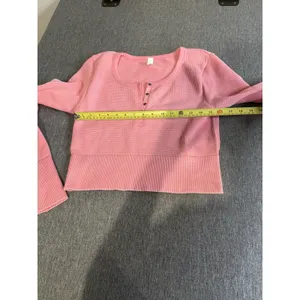 OFFLINE by Aerie Women's Thumbs Up Thermal Pink Cropped Top LS Sz XL thumbnail 8