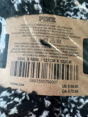 Victoria’s Secret VS pink black and white Pom Pom marshmallow knit blanket thumbnail 4