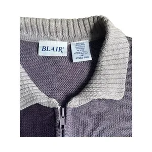 Blair Womens Purple Knit Sweater Vest Zip Up Embroidered Dove‎ Snowflake L 47862 thumbnail 2