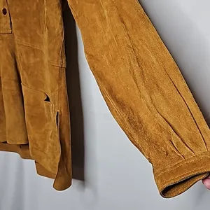Harari leather soft suede tan pockets pull over collared warm heavy jacket sz M Size M thumbnail 2