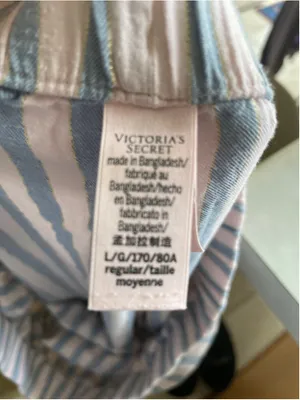 Women's Victoria's Secret Striped Pajama Pants L Pink Blue thumbnail 3