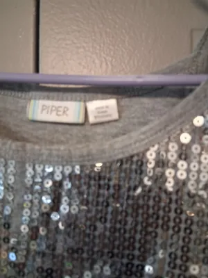 Piper heavily sequined sleeveless tank y2k 2000s top in gray and silver size small. thumbnail 4