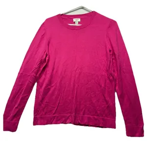 J.CREW Women’s Cotton Teddie Sweater Hot Pink Size Medium 100% Cotton thumbnail 1