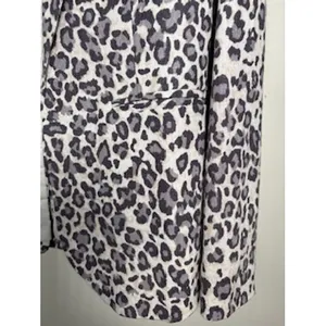 RACHEL ZOE Blazer‎ Large Grey Leopard Print Linen Blend Open Front Chic Career thumbnail 6