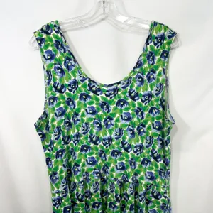 VTG The Eagle's Eye Large Midi Dress Floral Sleeveless Blue Green Bow 80s‎ 1600 thumbnail 9