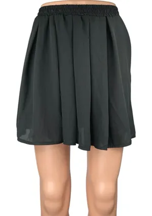 John Galt Women's Black Pleated Elastic Waist Mini A-Line Flared Skirt Size S thumbnail 1
