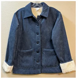 Boston Traders Women's Sherpa Lined Blue Corduroy Jacket Trucker Style Size XS thumbnail 3