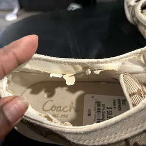Women’s Coach Brown and Cream Sneakers Please see pics New but Peeling inside thumbnail 7
