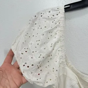 Billabong Festival Cropped‎ Eyelet Puff Sleeves Sweetheart Neckline Summer White thumbnail 6