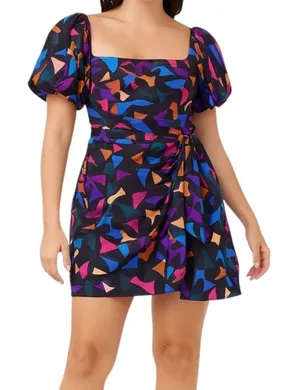 Show Me Your Mumu Puff Sleeve Mini Dress S Abstract Print Ruffle Hem Party‎ thumbnail 1