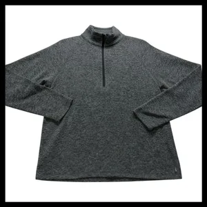 Eddie Bauer Quarter Zip Pullover Women Large Gray Marl Fleece Sweater 1087 thumbnail 1
