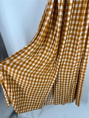 Uterqüe Mustard Gingham Maxi‎ Dress Orange thumbnail 7