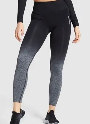 Gymshark Womens Ombre Seamless High Waisted Leggings Black Grey Gradient Tights thumbnail 1