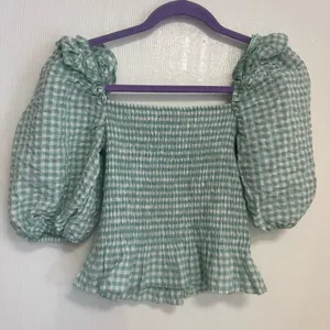 Primark Gingham Green Puff Sleeve Blouse thumbnail 4