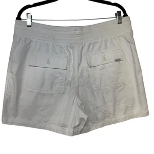 White Casual Drawstring Waist Cotton Blend Shorts Capsule Wardrobe Classic Sz L‎ thumbnail 4