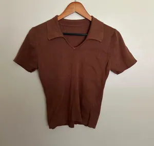 Unbranded ribbed collared shirt Brown thumbnail 1