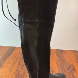 Stuart Weitzman Lowland Black Suede Over the Knee Boots‎ Womens 9 M Low Heel Tie thumbnail 14