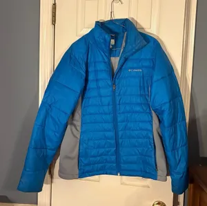 COLUMBIA Women's Powder Pillow Hybrid Puffer Jacket Size M Medium Blue thumbnail 1