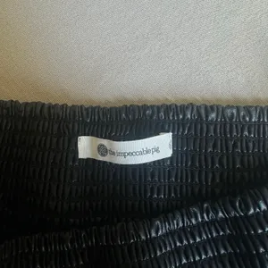 Black Faux Leather Smocked Mini Skirt thumbnail 6