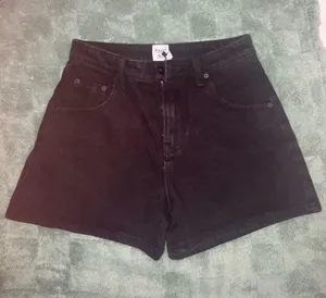 Princess Polly black denim high waisted shorts thumbnail 1