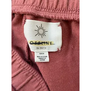 OFFLINE Aerie Mauve Pink Wide Leg Side Stripe Lounge Fleece Pants Womens Medium thumbnail 4
