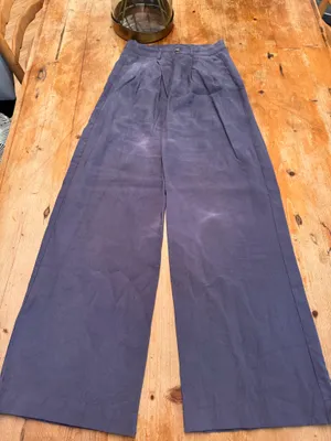 Miou Muse High Rise Wide Leg Trousers in Slate Purple thumbnail 1