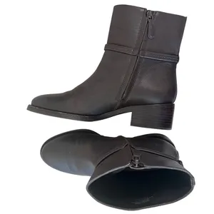 Tory Burch Miller 45mm Leather Ankle Booties Espresso Brown Gold Logo 8.5M thumbnail 8