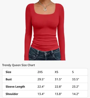 endy Queen Womens Square Neck Long Sleeve Shirts Double Lined Fall Tops thumbnail 3
