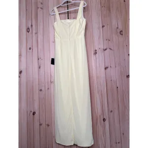 NWT Lulus Glamorous Disposition Light Yellow Ruched Maxi Dress Bridesmaid Sz L thumbnail 6