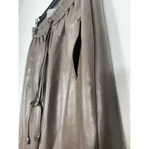 Anthropologie Ankle Pants Brown Faux Leather Drawstring Pockets Women's XS thumbnail 5