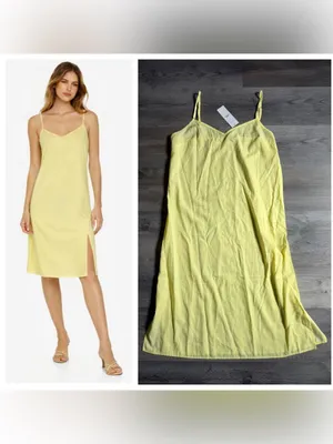 Urban Outfitters Yellow Midi Slip Dress NEW Large Adjustable Summer thumbnail 2