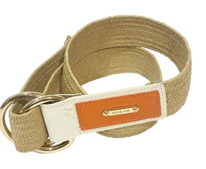 Michael Kors Women's White Orange Leather Straw Stretch Belt‎ D Ring Adjustable thumbnail 1