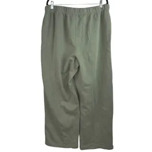 NEW GAP Womens Green Fleece High Waist Straight Wide Leg Lounge Trousers Pants L thumbnail 2