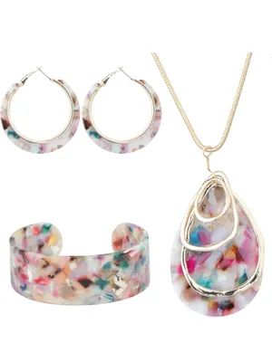 ORAZIO Acrylic Jewelry Set for Women Statement Boho Resin thumbnail 2