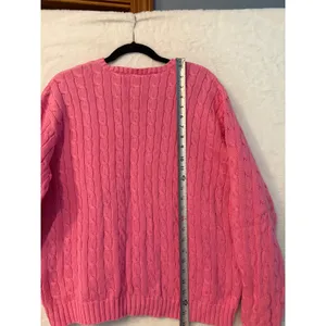 Ralph Lauren Sport Cable Knit Sweater Womens XL Pink Cotton Crew Neck Pullover thumbnail 6