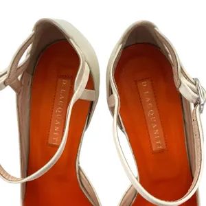 D. Lacquaniti white Satin d'Orsay Mary Jane heels Sz 37 Bridal Luxury Designer thumbnail 3