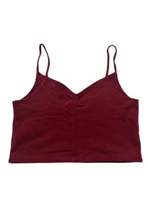 Hollister Burgundy Ribbed Sweetheart Cami Crop Top Tank Shirt Low Medium Women's thumbnail 5